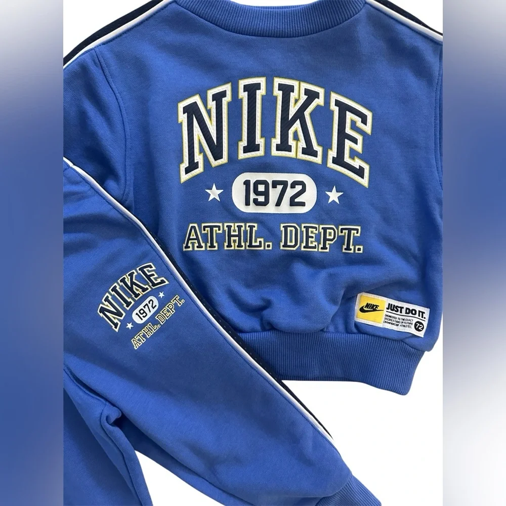 Nike Blue Sporty Athletic Crewneck Sweatshirt & Jogger Pants Boys Size 2T NWT